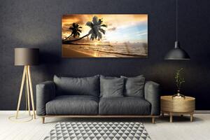 Skleneny obraz Palma stromy pláž krajina 120x60 cm 4 Prívesky