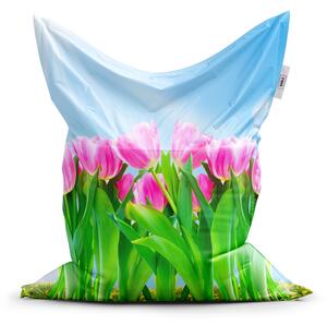 Sablio Sedací vak Ružové Tulipány - 150x100 cm