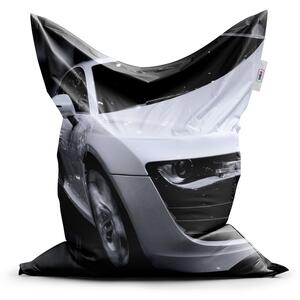 Sablio Sedací vak Biele športové auto - 150x100 cm