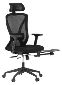 Pohodlná stolička do kancelárie, čalúnená čiernou MESH s výsuvnou opierkou nôh (a-S257 čierna)