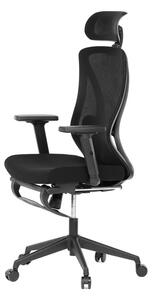Pohodlná stolička do kancelárie, čalúnená čiernou MESH s výsuvnou opierkou nôh (a-S257 čierna)