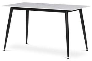 Stôl jedálenský 130x70, doska biely spekaný kameň v imitácii matného mramoru (a-403M biely)