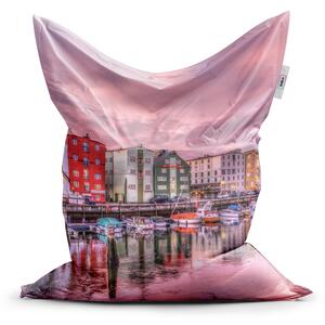 Sablio Sedací vak Farebné domčeky na pobreží - 150x100 cm