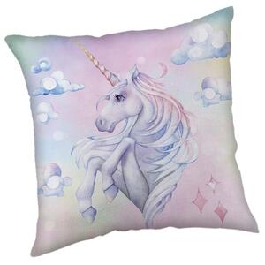 Jerry Fabrics Detský vankúšik s potlačou - Jednorožec Rainbow | 40 x 40 cm