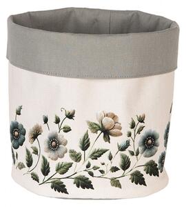 Béžový bavlnený košík na pečivo s kvetmi Gently Blooming - Ø 15*16 cm - Clayre & Eef