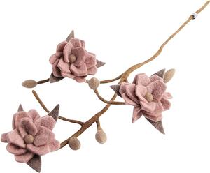 Plstená vetvička s kvetmi ružovej magnólie
