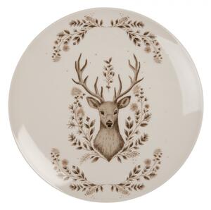 Porcelánový dezertný tanierik s jeleňom Gentle Wilderness - Ø 20*2 cm - Clayre & Eef