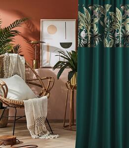 Zelený záves do obývačky s exotickým vzorom 140 x 250 cm