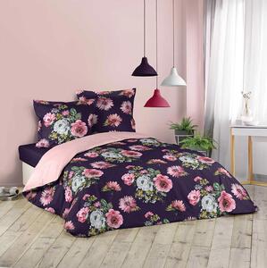 Krásne vintage fialové bavlnené posteľné obliečky 220 x 200 cm