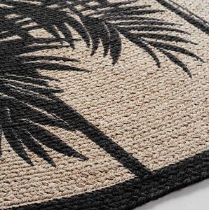 Okrúhly hnedý koberec v južanskom štýle s palmami 120 cm