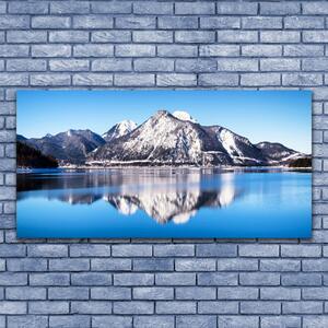 Obraz na skle Jazero hory príroda 140x70 cm 4 Prívesky