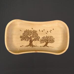 AMADEA Drevený servírovací podnos so stromami, masívne drevo, 30 cm
