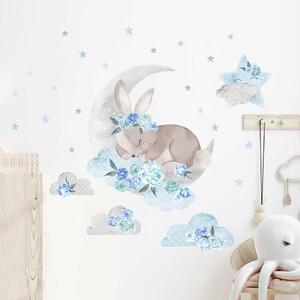 Bayo Samolepka na stenu Spiaci králik, modrá