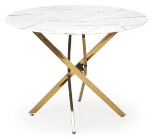 Jedálenský stôl ESTEN 100 cm biela/zlatá