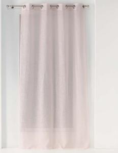 Jednofarebná jemne ružová záclona na kruhoch 140 x 280 cm
