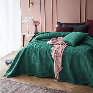 Príjemná prešívaná prikrývka na posteľ bez nití tmavo zelená 220 x 240 cm
