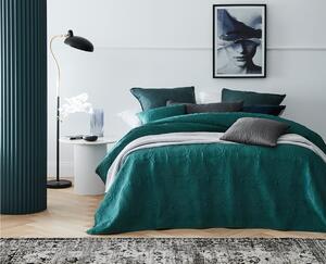 Nadčasový prehoz na posteľ prešívaný farba petrolejová 220 x 240 cm