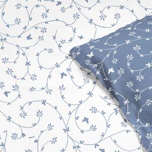 Goldea bavlnené posteľné obliečky - kvietky a motýle s modrosivou 140 x 220 a 70 x 90 cm