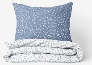 Goldea bavlnené posteľné obliečky - kvietky a motýle s modrosivou 140 x 220 a 70 x 90 cm