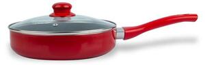 Hlboká panvica s pokrievkou KITCHISIMO Rosso 24cm nepriľnavý povrch