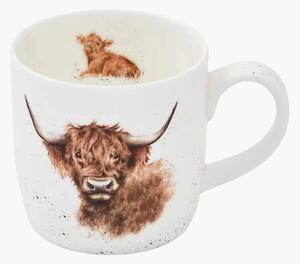 Ručne maľovaný hrnček z jemného kostného porcelánu Highland Cow