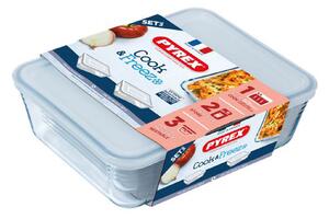 Súprava sklenených dóz s viečkom PYREX 1500ml a 2600ml
