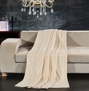 Jednofarebná moderná krémová deka s geometrickým vzorom
