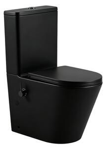 Erga Tina, WC kombi misa 620x365x820 mm, Rimless + funkcia bidetu + toaletné sedadlo, čierna matná, ERG-V03-TINA-RIM-BID-BK