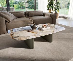 DELIFE Konferenčný stolík Edge zaoblený 135×80 cm keramika Patagonia leštená Ovada titánová farba
