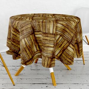 Obrus ​​PVC okrúhly FL-1168 - Drevený dekor (rôzne veľkosti)
