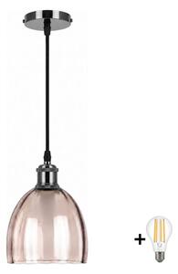 BRILAGI-LED Luster na lanku RETRO GLASS 1xE27/60W/230V pr. 17cm čierna/dymová béžová