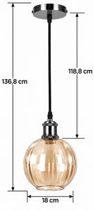 BRILAGI -LED Závesné svietidlo na lanku RETRO GLASS 1xE27/60W/230V pr. 18cm čierna/dýmovo-hnedá