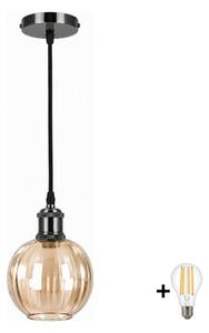 BRILAGI -LED Závesné svietidlo na lanku RETRO GLASS 1xE27/60W/230V pr. 18cm čierna/dýmovo-hnedá