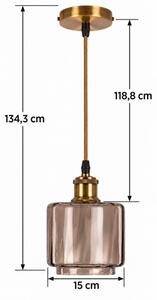 BRILAGI-LED Luster na lankách RETRO GLASS 1xE27/60W/230V priemer 15 cm zlatá/dymovo-béžová