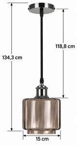 BRILAGI-LED Závesný luster na lanku RETRO GLASS 1xE27/60W/230V pr. 15cm čierna/dymová béžová