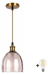 BRILAGI-LED Luster na lanku RETRO GLASS 1xE27/60W/230V pr. 17cm zlatá/dymovo béžová