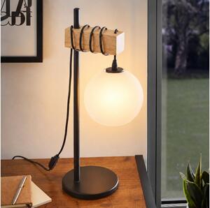 BRILAGI - Stolová lampa WOOD GLASS 1xE27/40W/230V hnedá/čierna/biela