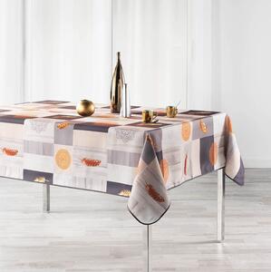 Béžový kuchynský obrus na stôl s motívom pierok 150 x 240 cm