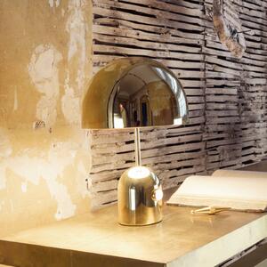 Tom Dixon Stolová LED lampa Bell, zlatá, 43 cm, stmievateľná, Mosadz / zlato, Obývacia izba / jedáleň, kov, Dizajn, Stojacie svietidlo