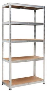 Regál 180x90x30 cm strieborný