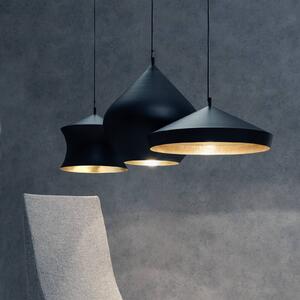 Tom Dixon LED závesné svietidlo Beat Wide, čierna, 36 cm, mosadz, Čierna, Obývacia izba / jedáleň, Mosadz, Dizajn, Závesné svietidlo