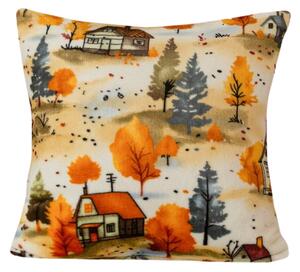 Mikroplyšová obliečka na vankúšik AUTUMN VILLAGE 45x45 cm, farebný