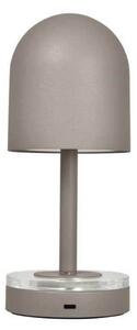 AYTM Akumulátorová lampa Luceo, taupe, kov, 24 cm, stmievateľné, IP44, Hliník / sivá / zinok, Obývacia izba / jedáleň, kov, Moderný, Stolová lampa
