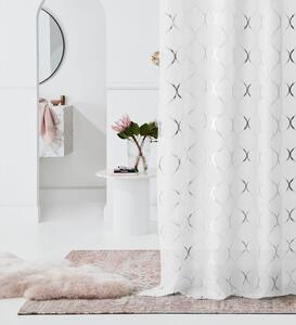 Luxusná biela záclona na kruhy so strieborným vzorom 140 x 280 cm