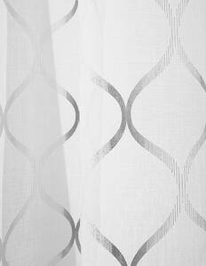 Luxusná biela záclona na kruhy so strieborným vzorom 140 x 280 cm