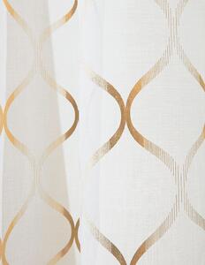 Biela záclona kruhy s luxusným zlatým vzorom 140 x 280 cm