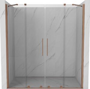 Mexen Velar Duo, posuvné dvere do otvoru 180x200 cm, 8mm číre sklo, medená matná, 871-180-000-02-65