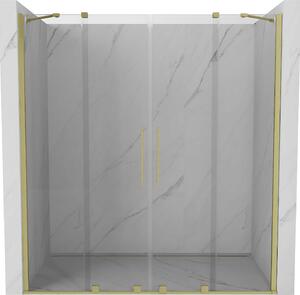 Mexen Velar Duo, posuvné dvere do otvoru 200x200 cm, 8mm číre sklo, zlatá matná, 871-200-000-02-55