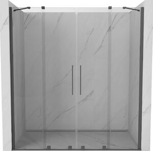 Mexen Velar Duo, posuvné dvere do otvoru 200x200 cm, 8mm číre sklo, grafitová matná, 871-200-000-02-66
