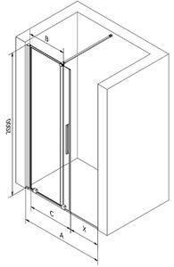 Mexen Velar, posuvné dvere do otvoru 85x200 cm, 8mm číre sklo, čierny matný profil, 871-085-000-01-70